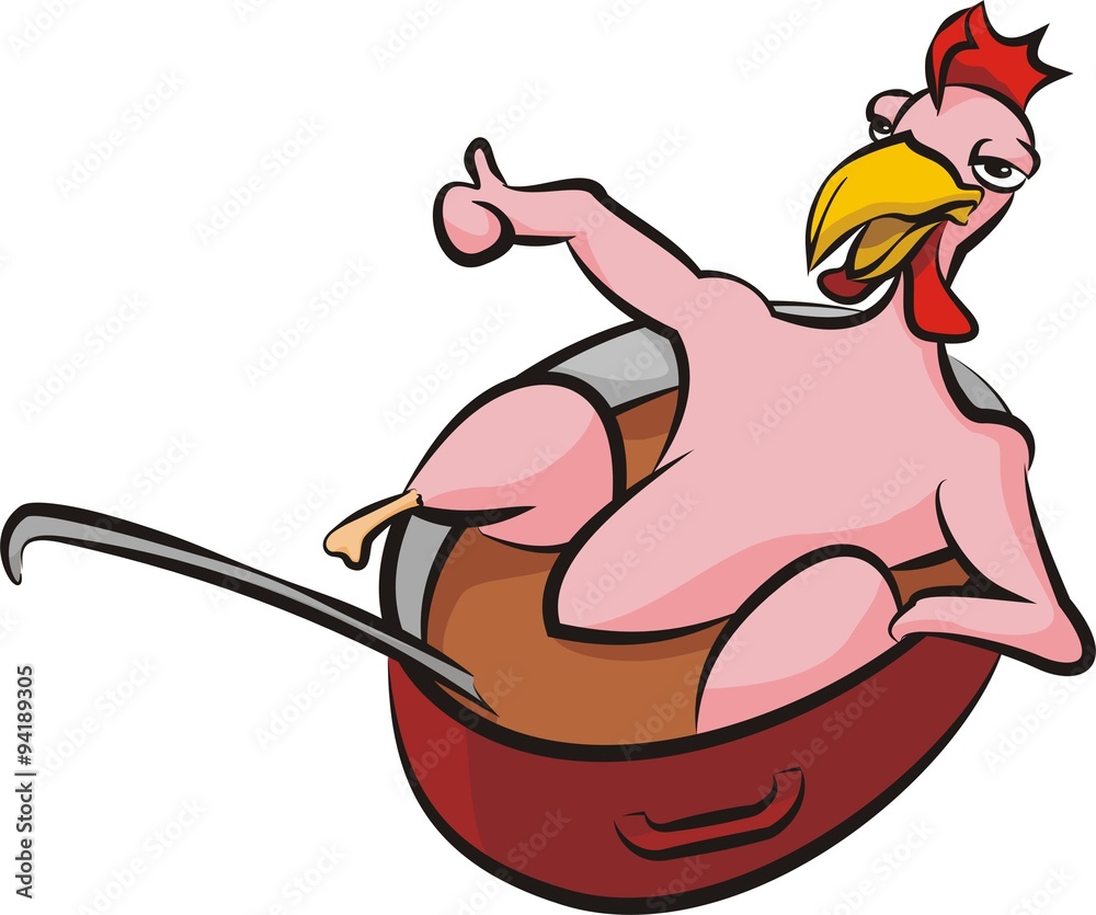 happy chicken in a pot with thumb up Stock Vector | Adobe Stock