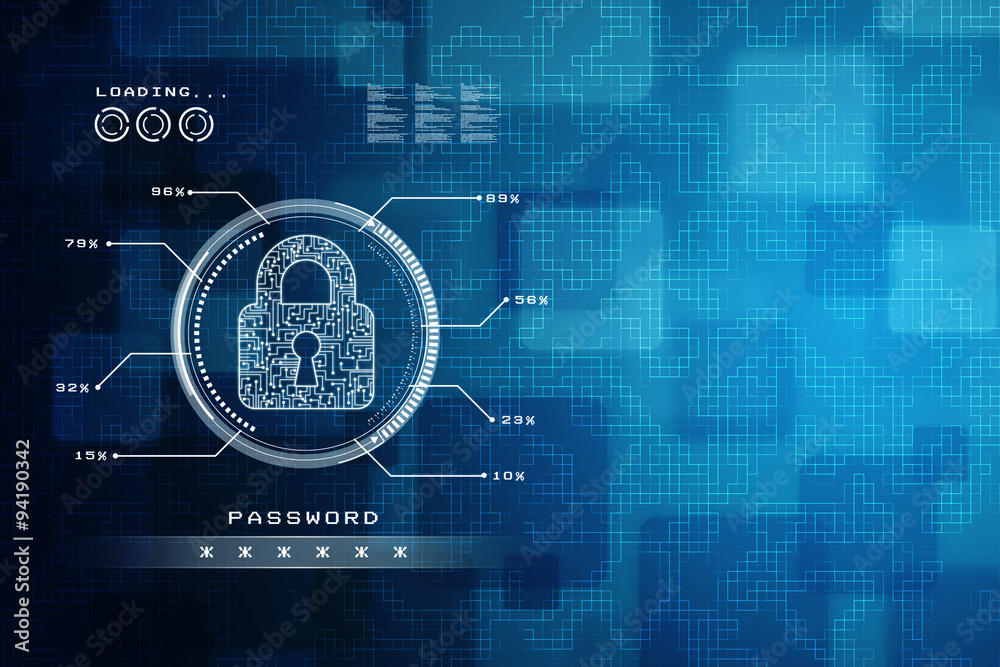 Safety concept: Closed Padlock on digital background Safety concept: Closed Padlock on digital background