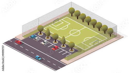 Vector Isometric Soccer/Football Pitch
