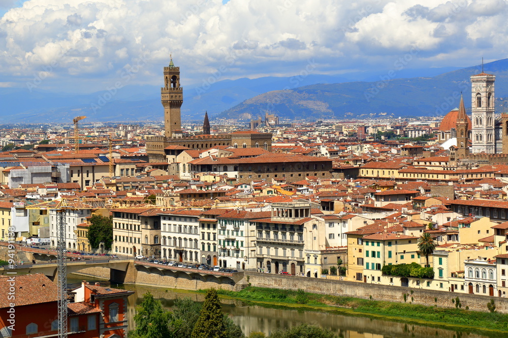 View of Florence city in Italy from Piazzale Michelangelo
