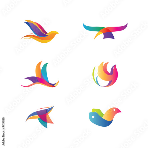 Colorful Six Vector Birds V.1