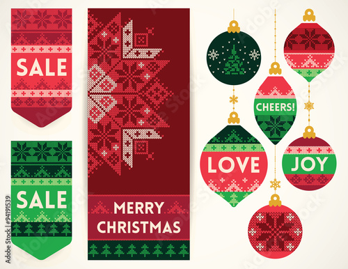 Knitting elements for christmas decoration