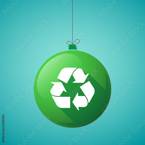 long shadow christmas ball icon with a recycle sign