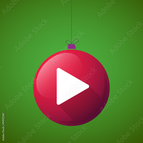 long shadow christmas ball icon with a play sign