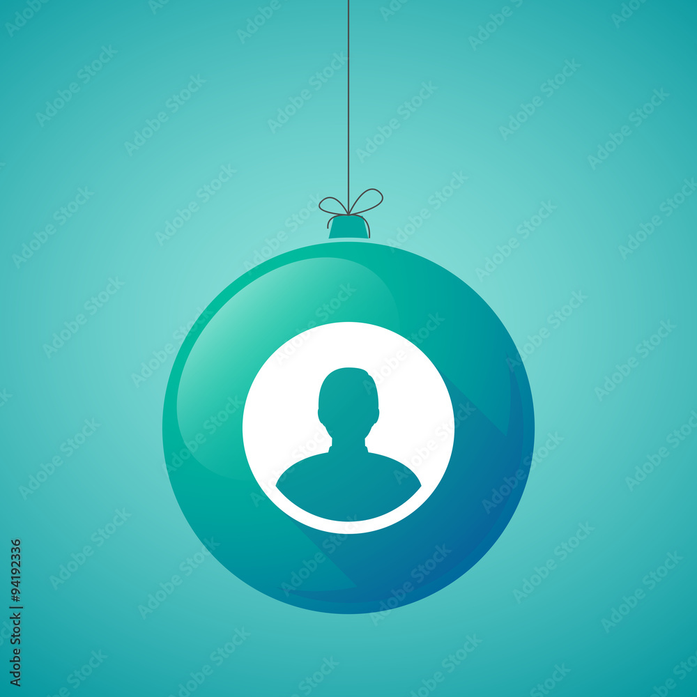 long shadow christmas ball icon with a male avatar