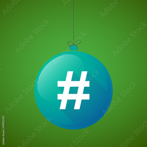 long shadow christmas ball icon with a hash tag