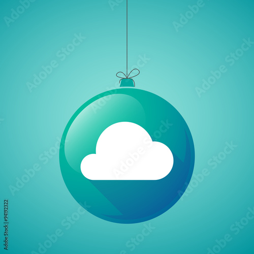 long shadow christmas ball icon with a cloud