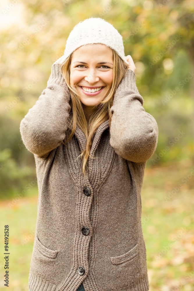 Smiling pretty woman with hat Smiling pretty woman with hat