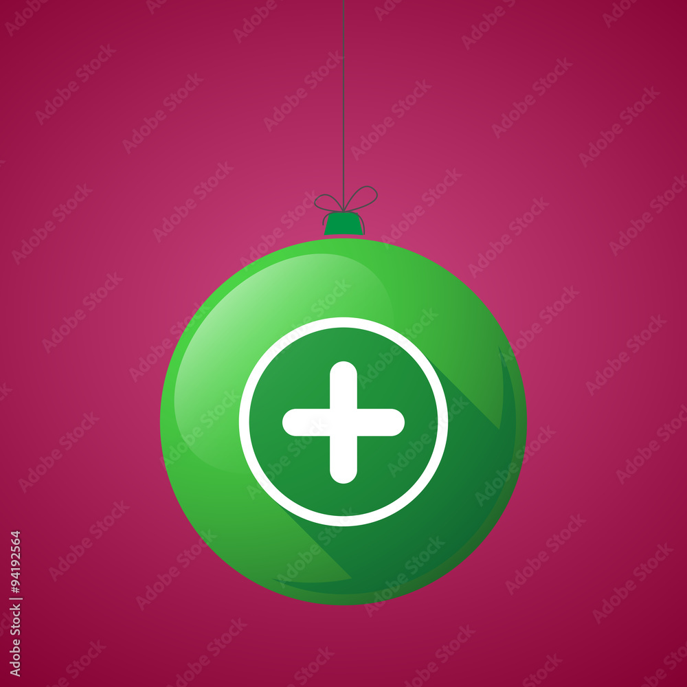 Obraz premium long shadow christmas ball icon with a sum sign