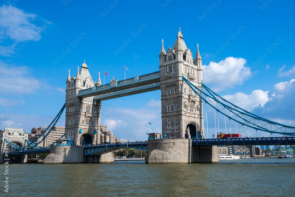 Tower Bridge in sunny day, London, England