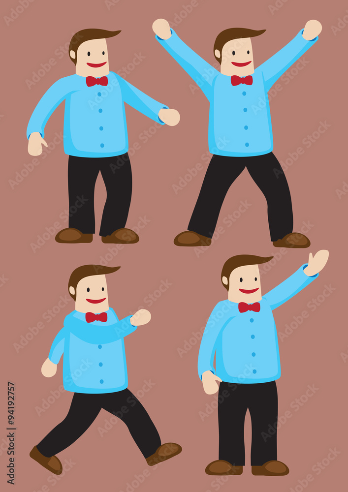 Happy Man with Red Bow Tie Vector Illustration