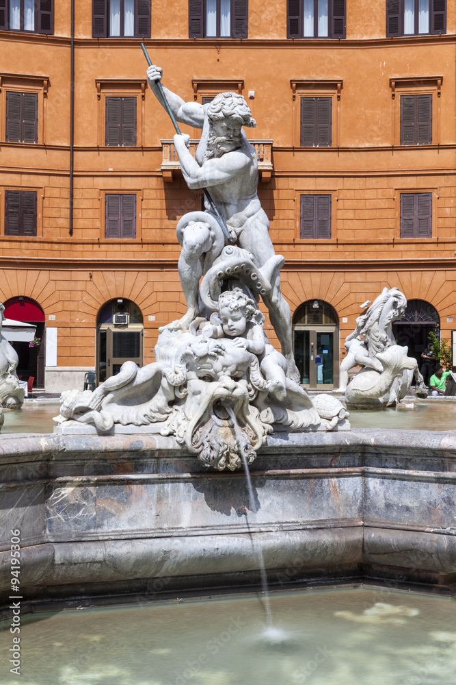 Statue of the Neptune Fountain in Piazza Navona in Rome Statue of the Neptune Fountain in Piazza Navona in Rome
