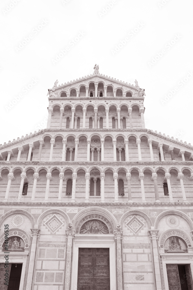 Facade of Cathedral Church in Pisa; Italy