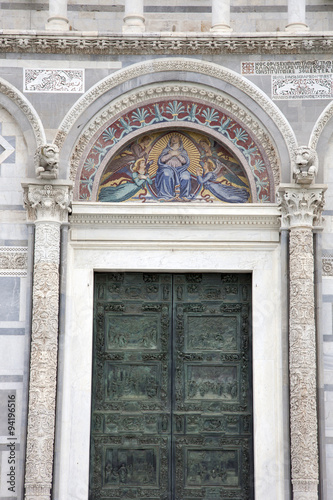 Door and Facade of Cathedral Church in Pisa