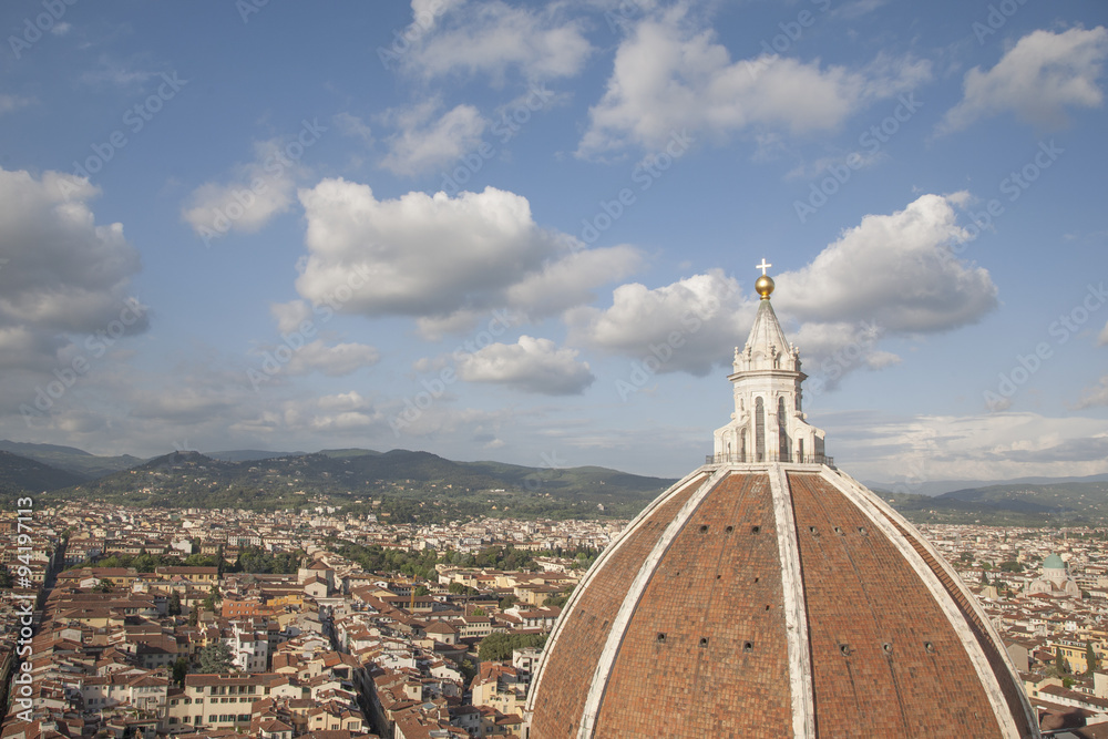 Doumo Cathedral Church Dome and View of City, Florence,