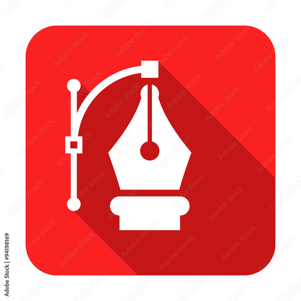 Icono cuadrado plano vector rojo con sombra Icono cuadrado plano vector rojo con sombra