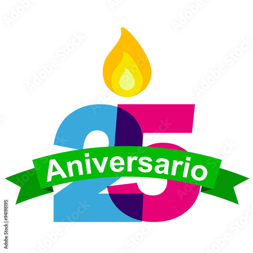 Icono plano 25 aniversario con cinta