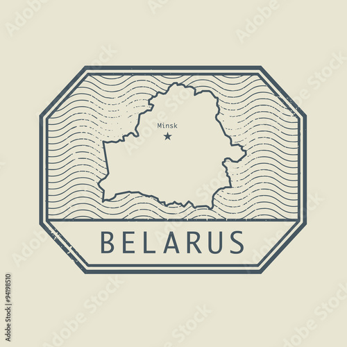 Stamp with the name and map of Czech Republic