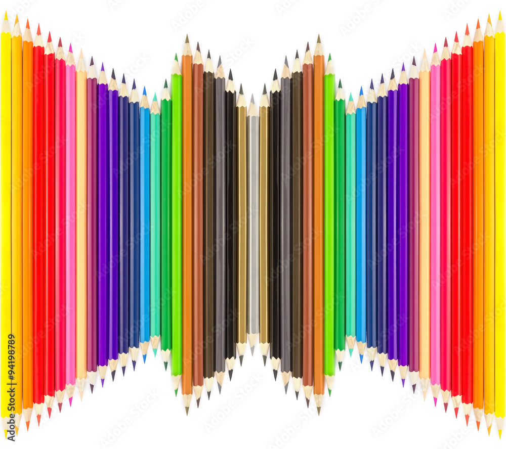 Colored pencils in rows Colored pencils in rows
