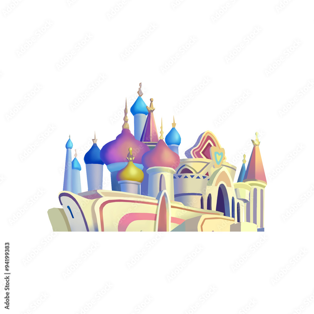Illustration: Elements Set: Palace. Fantastic Realistic Cartoon Life Style