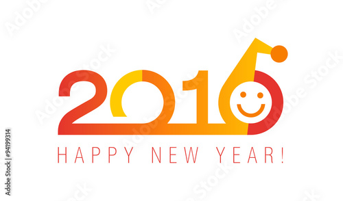 2016 classic logo in the shades of red. The plain neat card of 2016 New Year with Santa's smiling face.