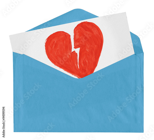 envelope with symbol of broken love