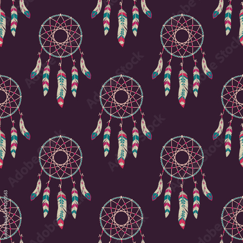 Vector seamless pattern with dream catchers