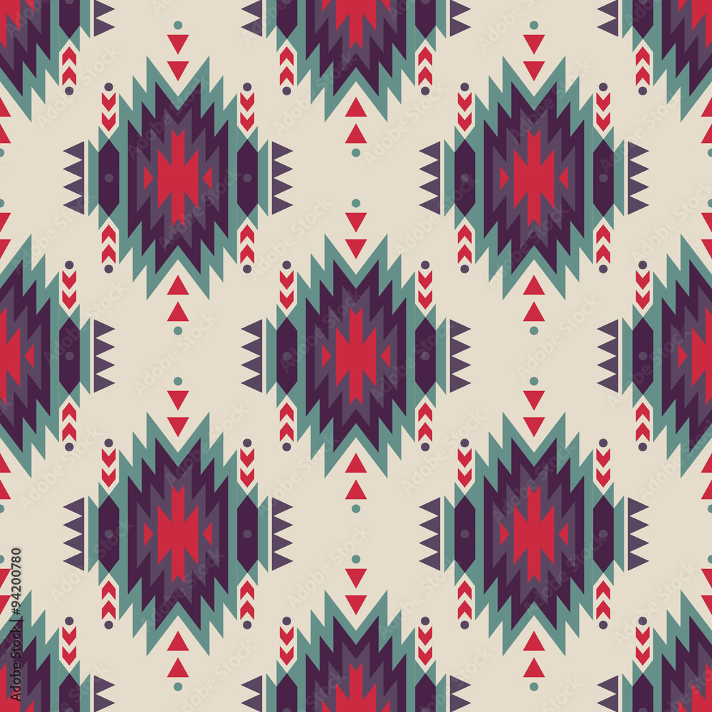 Vector seamless decorative ethnic pattern. American indian motifs. Background with aztec tribal ornament.