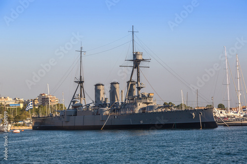 Warship in a port Piraeus in Athens, Greece