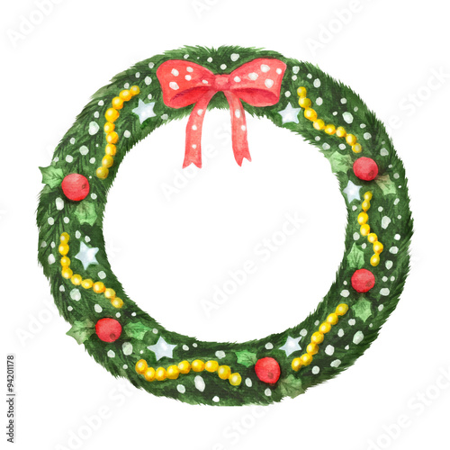 Watercolor Christmas wreath