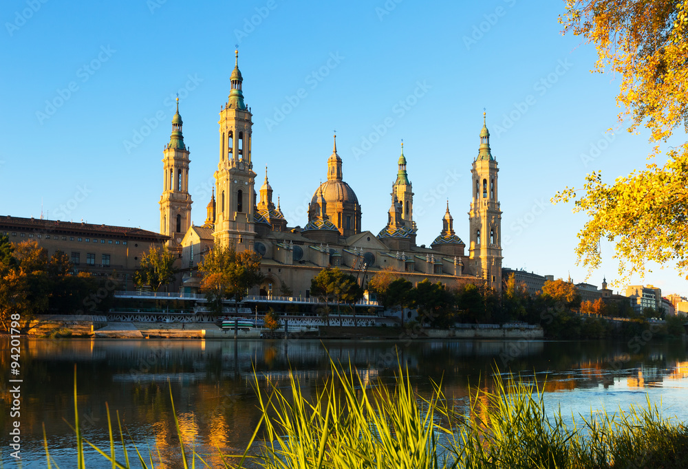  Cathedral of Our Lady of the Pillar in morning. Zaragoza