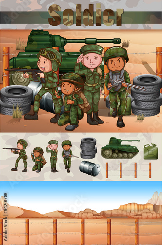 Soldiers fighting in the battle field