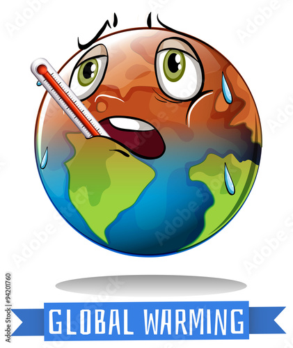 Global warming sign with earth melting