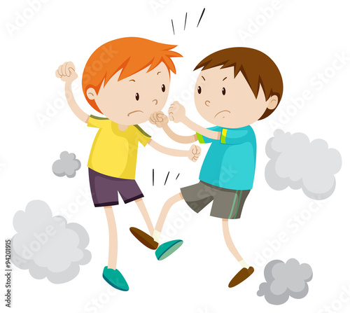 Two boy fighting each other