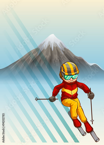 Man playing ski downhills photo