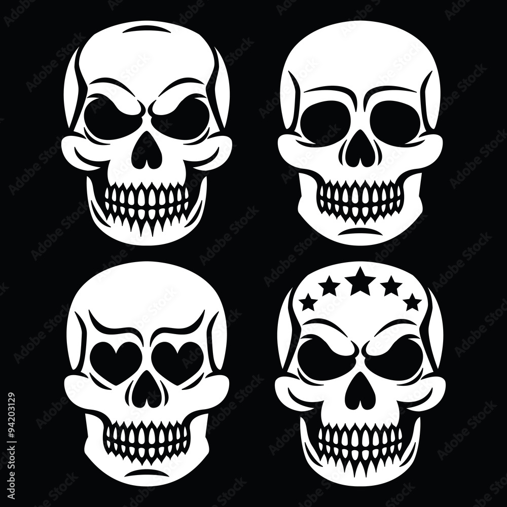 Halloween human skull white design - death, Day of the Dead