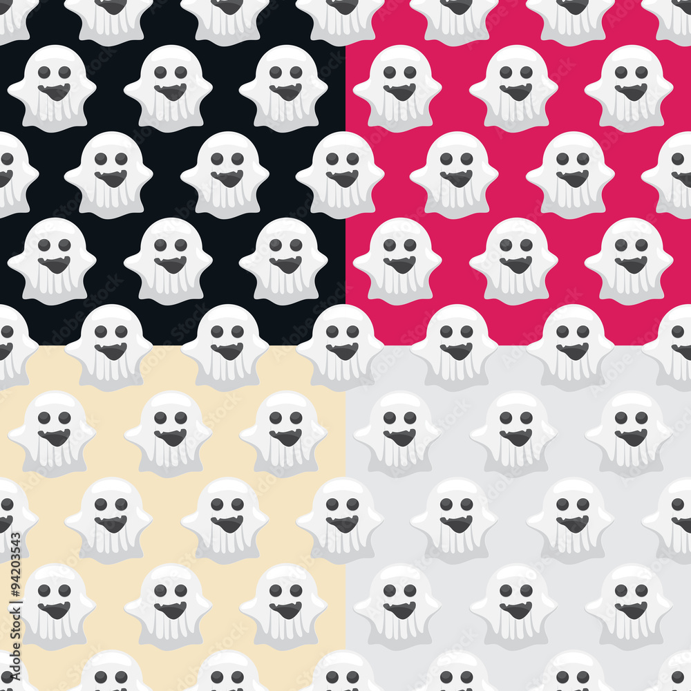 Set of seamless pattern for Halloween with ghosts Set of seamless pattern for Halloween with ghosts