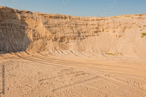 Industrial sand quarry background photo