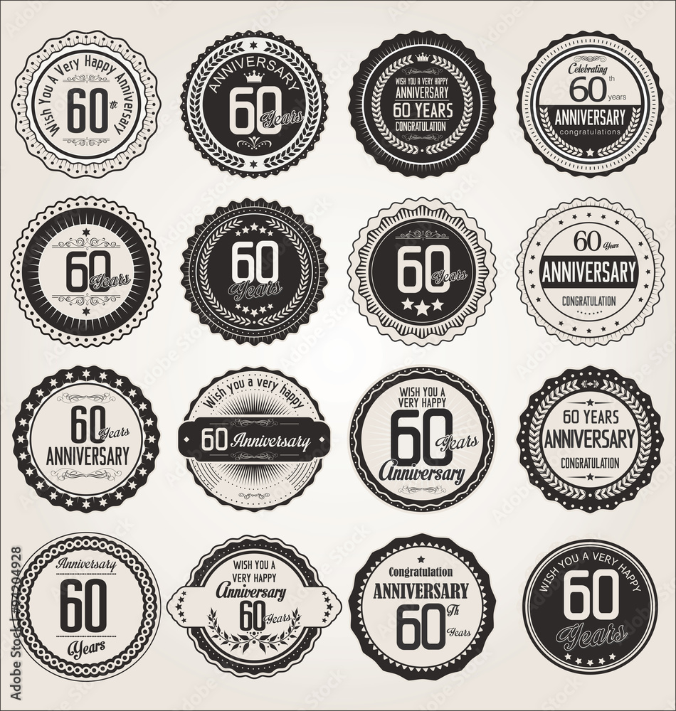 Obraz premium Anniversary retro labels collection 60 years