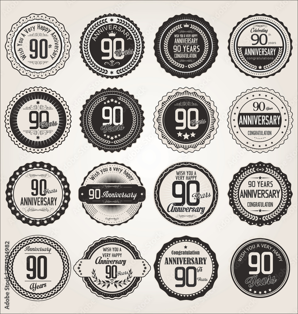 Anniversary retro labels collection 90 years