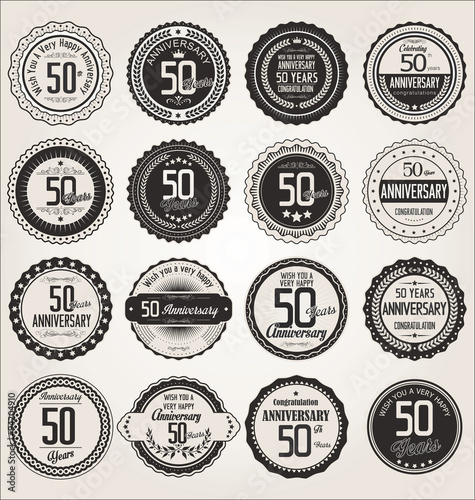 Anniversary retro labels collection 50 years