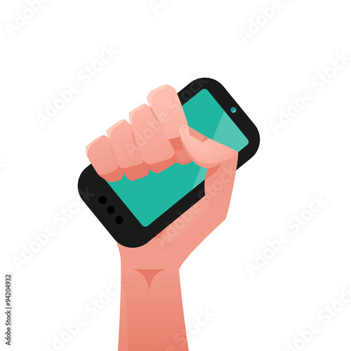Hand holding a mobile phone