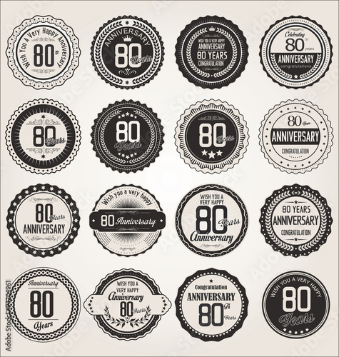 Anniversary retro labels collection 80 years