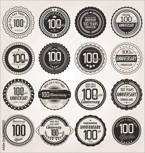 Anniversary retro labels collection 100 years