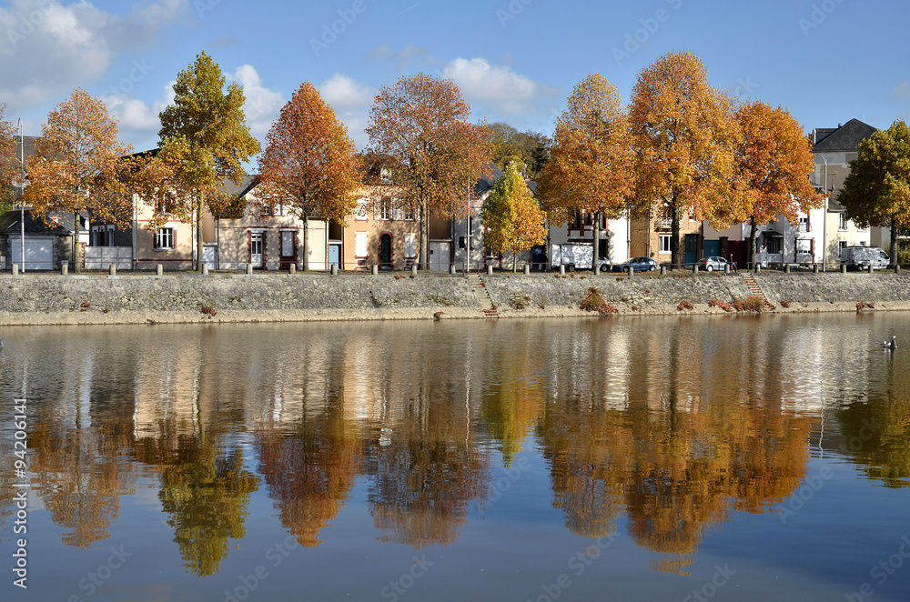 The river Mayenne at Laval in France