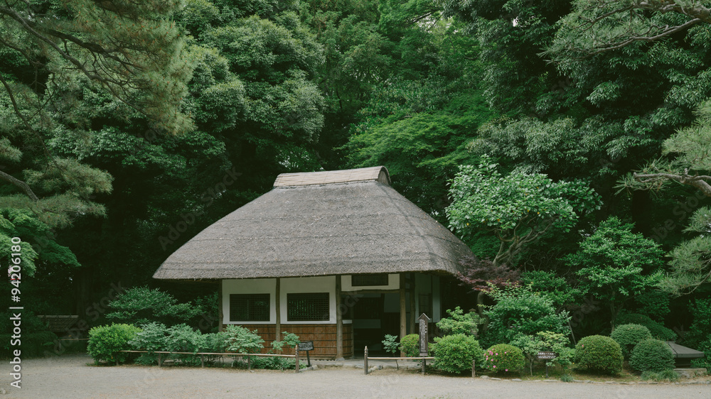 Old tea house in Japanese garden, Kyoto, Japan