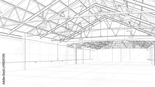 CAD Modell einer gro  en Lagerhalle