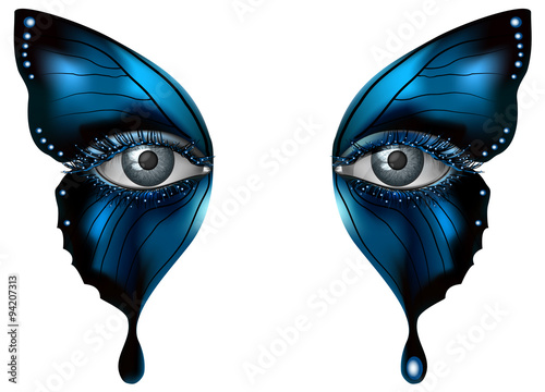 Photorealistic eye artistic butterfly makeup close up