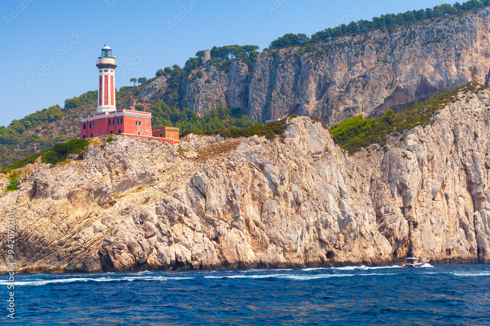  Lighthouse on the coast of Capri island, Italy