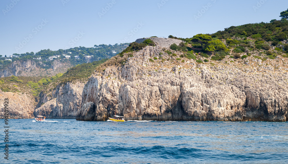 Coastal landscape with rocky coast of Capri